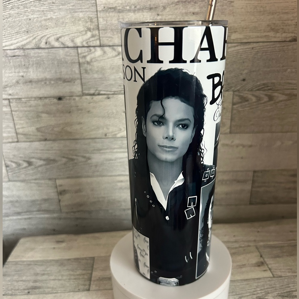 Micheal Jackson Black and White 20oz Stainless Steel Tumbler with Iconic Design